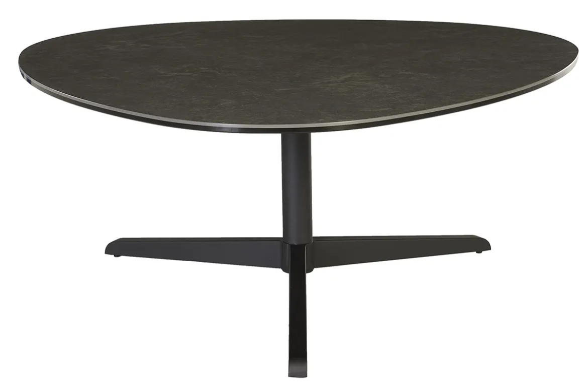 Table basse design en céramique noire et métal L100 cm LEWA