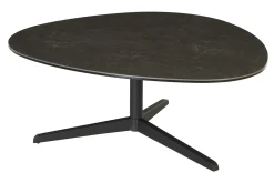 Table basse design en céramique noire et métal L100 cm LEWA