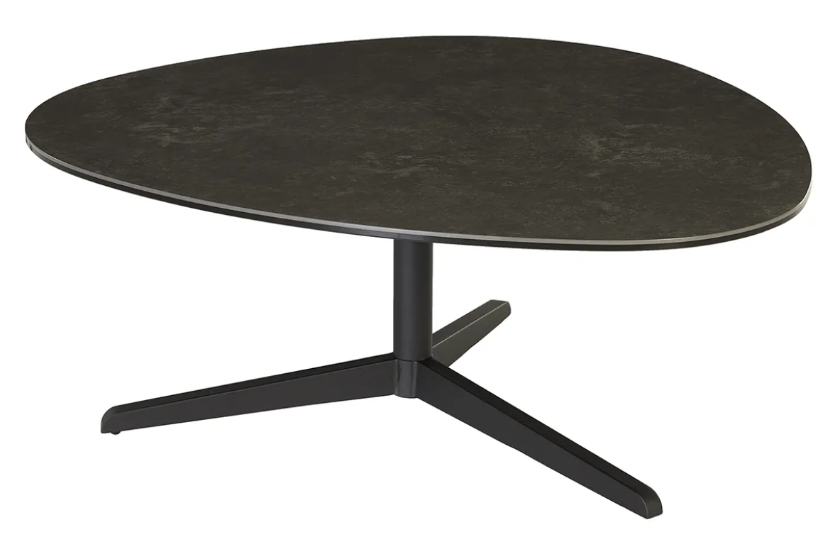 Table basse design en céramique noire et métal L100 cm LEWA
