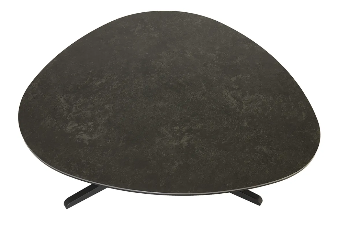 Table basse design en céramique noire et métal L100 cm LEWA