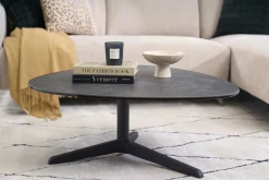 Table basse design en céramique noire et métal L100 cm LEWA