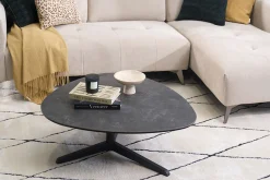 Table basse design en céramique noire et métal L100 cm LEWA