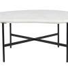 Table basse design en marbre blanc et métal noir L80 cm SASSO
