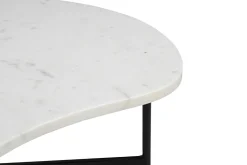 Table basse design en marbre blanc et métal noir L80 cm SASSO