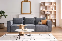Table basse design en marbre blanc et métal noir L80 cm SASSO