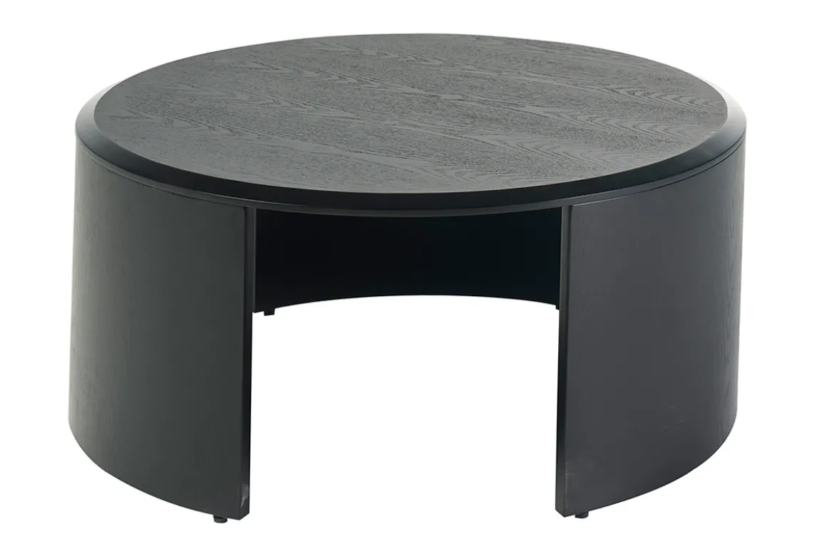 Table basse design ronde bois noir D80 cm ZAHRA