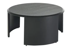 Table basse design ronde bois noir D80 cm ZAHRA