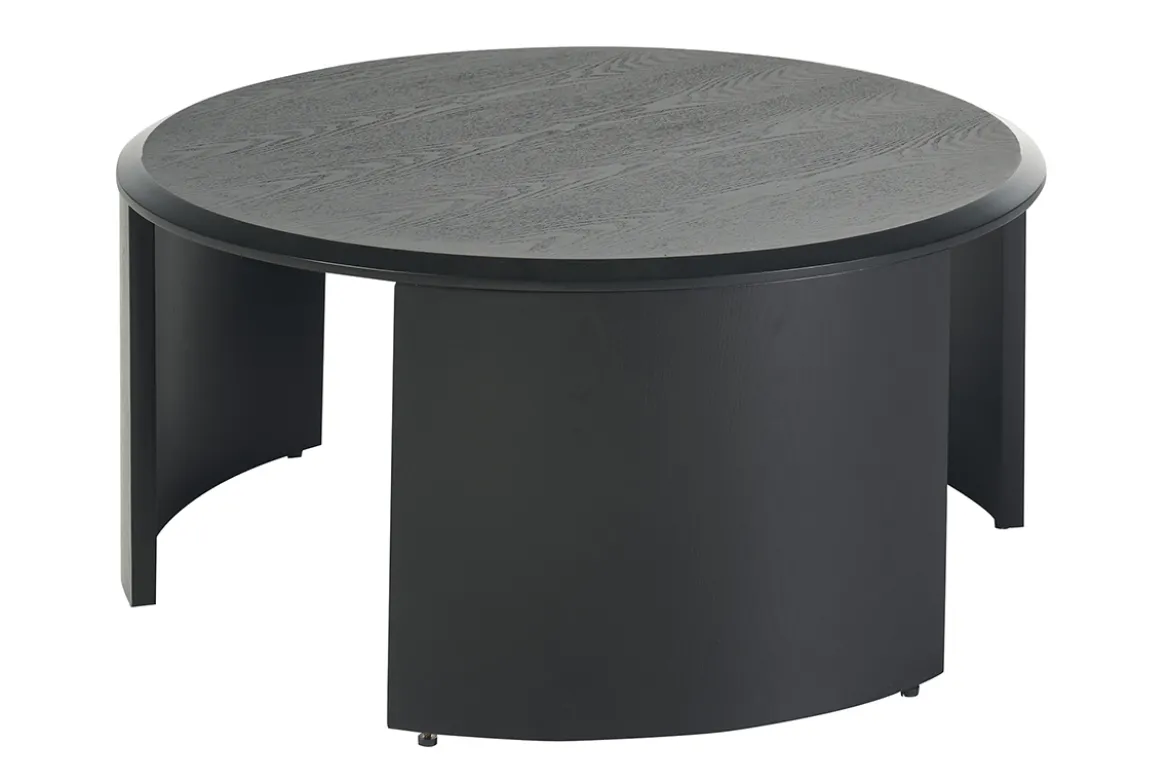 Table basse design ronde bois noir D80 cm ZAHRA