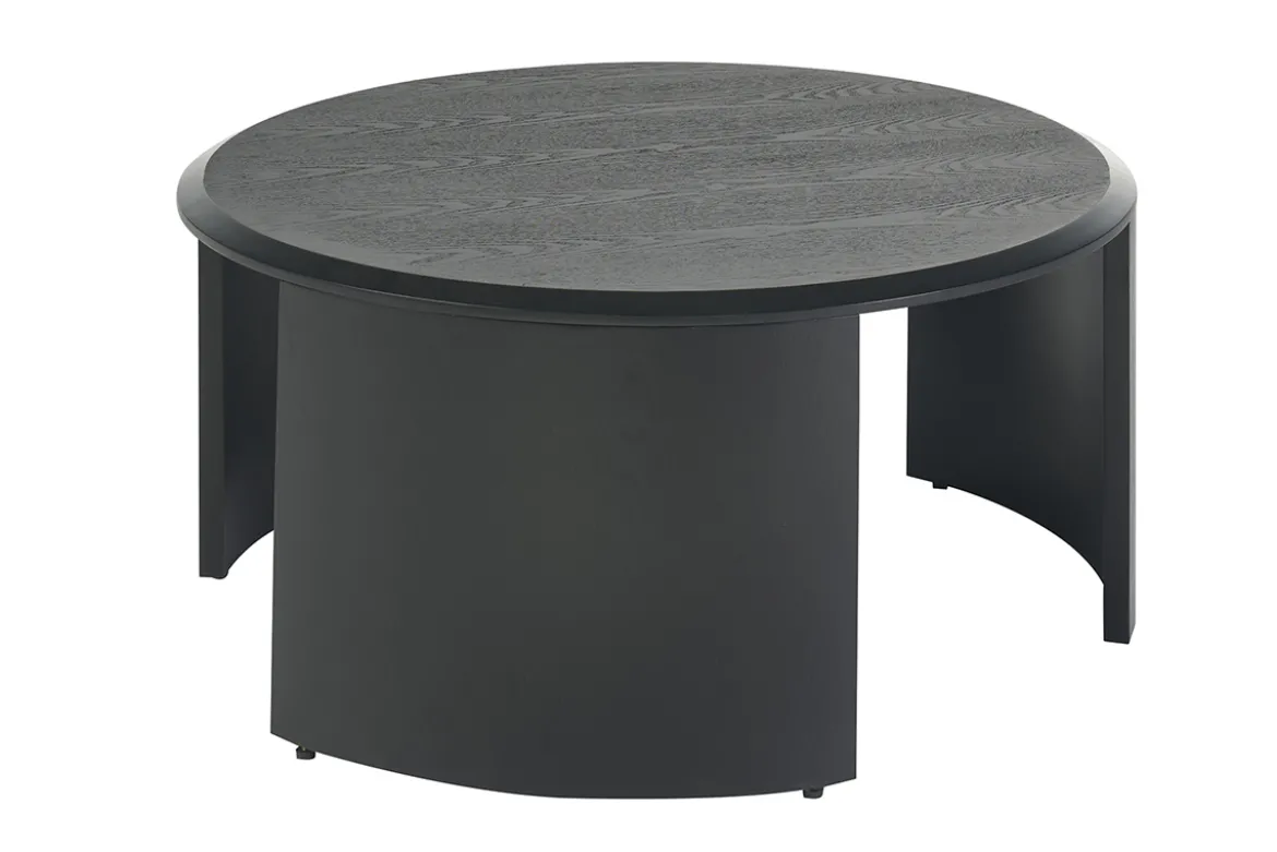 Table basse design ronde bois noir D80 cm ZAHRA