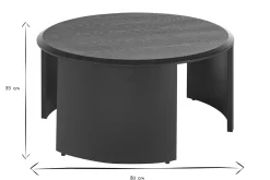 Table basse design ronde bois noir D80 cm ZAHRA