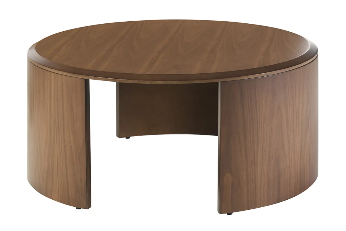 Table basse design ronde en bois foncé noyer D80 cm ZAHRA