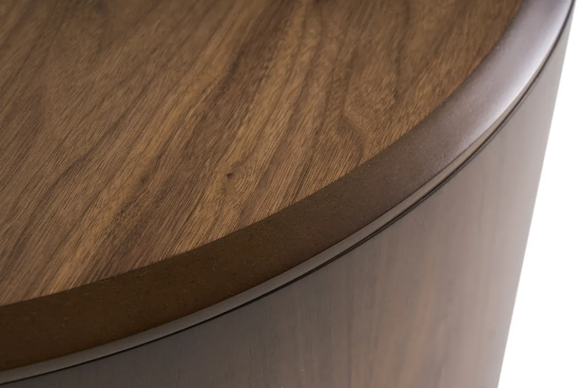 Table basse design ronde en bois foncé noyer D80 cm ZAHRA
