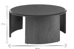 Table basse design ronde en bois foncé noyer D80 cm ZAHRA
