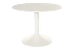 Table basse design ronde en céramique blanche et métal D60 cm MALOU