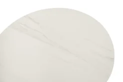 Table basse design ronde en céramique blanche et métal D60 cm MALOU