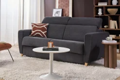 Table basse design ronde en céramique blanche et métal D60 cm MALOU
