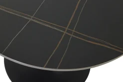 Table basse design ronde en céramique noire et métal D60 cm MALOU