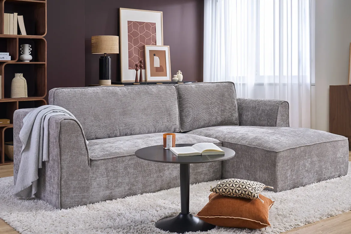 Table basse design ronde en céramique noire et métal D60 cm MALOU