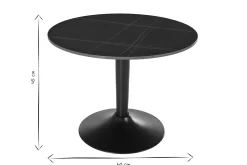 Table basse design ronde en céramique noire et métal D60 cm MALOU