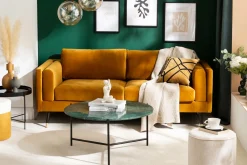 Table basse design ronde en marbre vert D90 cm BUMCELLO