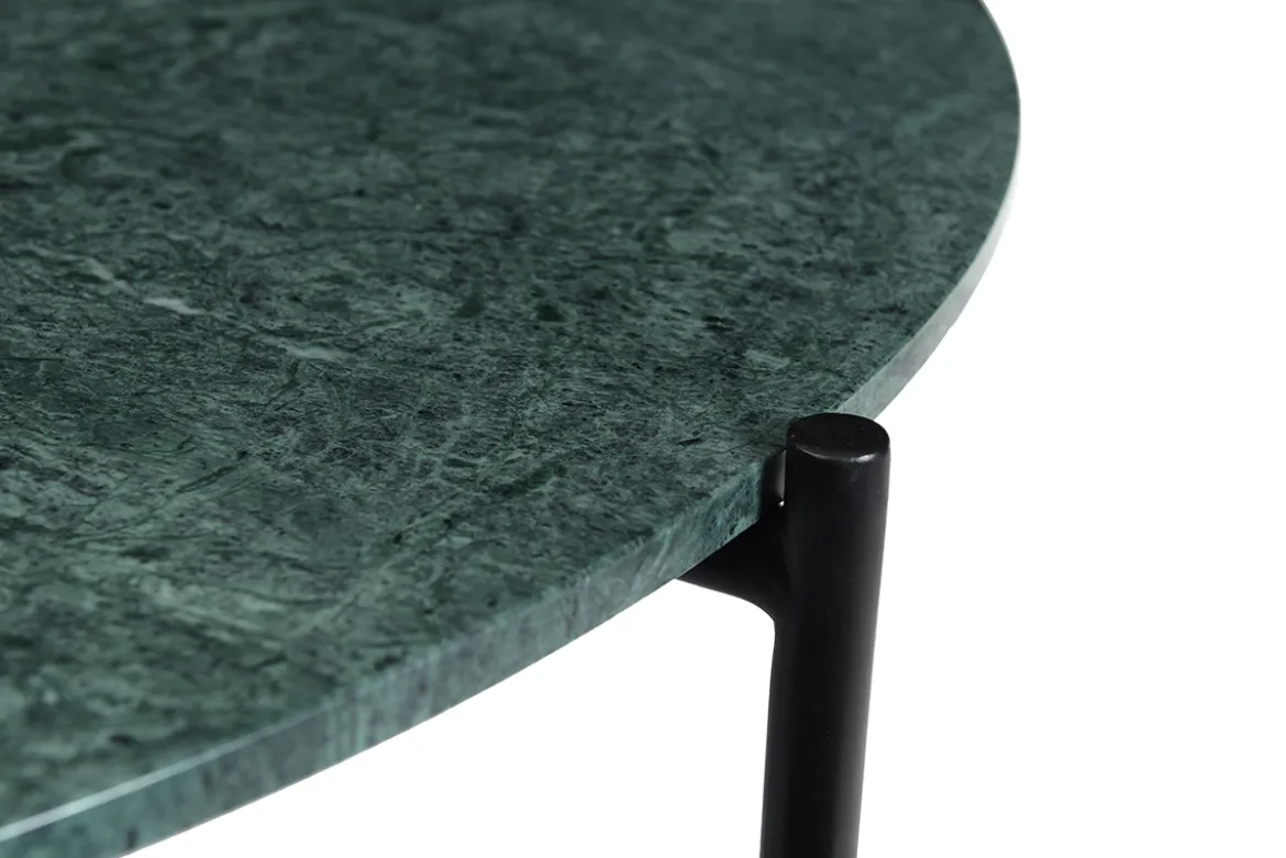 Table basse design ronde en marbre vert D90 cm BUMCELLO