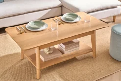 Table basse extensible rectangulaire en bois clair L90-120 cm VILI