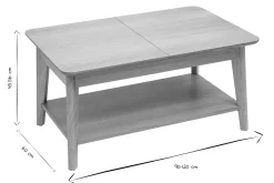 Table basse extensible rectangulaire en bois clair L90-120 cm VILI
