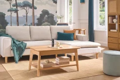 Table basse extensible rectangulaire en bois clair L90-120 cm VILI