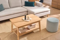 Table basse extensible rectangulaire en bois clair L90-120 cm VILI