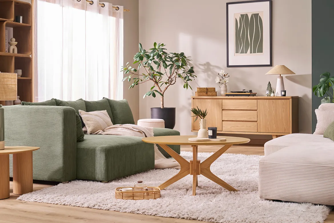 Table basse ovale bois clair chêne L90 cm DIELLI