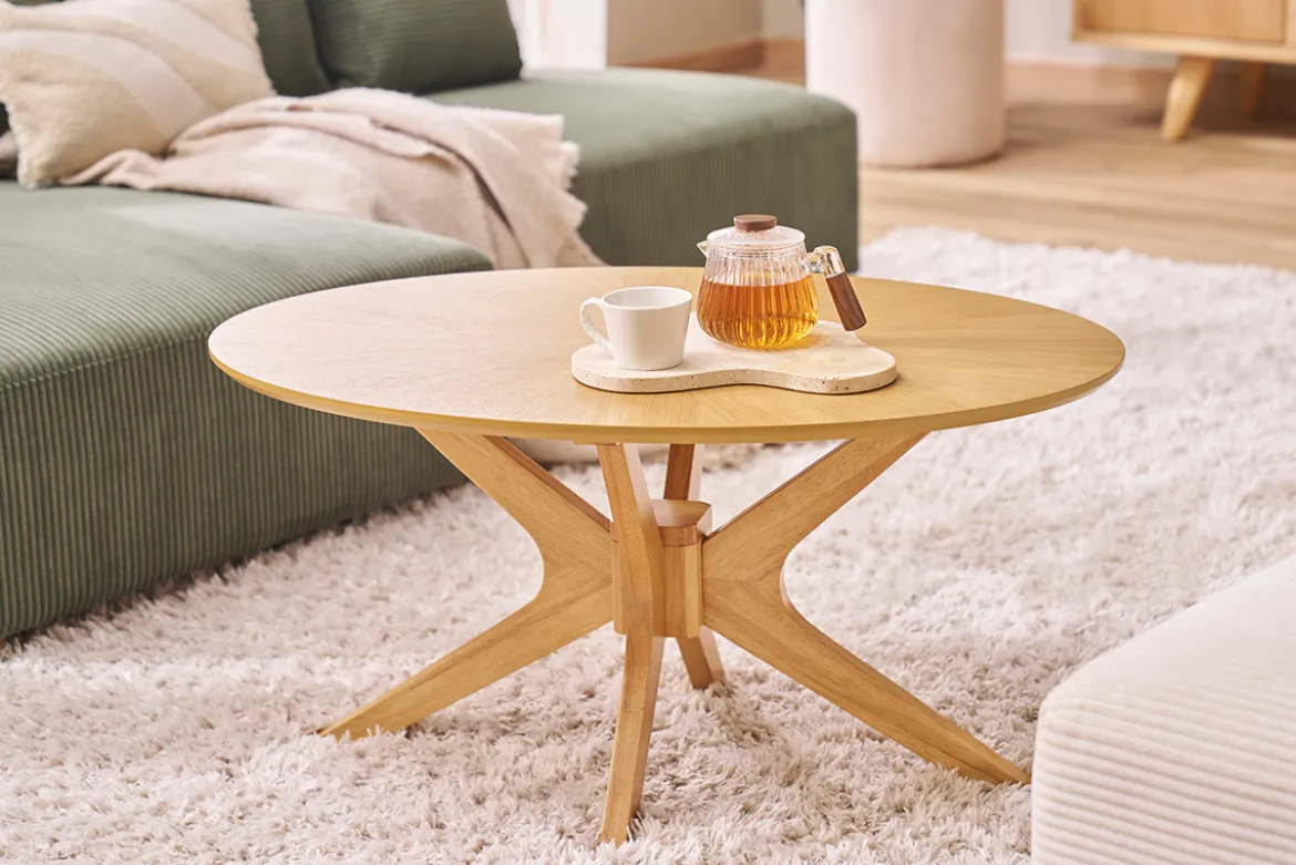 Table basse ovale bois clair chêne L90 cm DIELLI