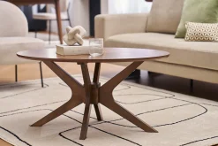 Table basse ovale bois foncé noyer L90 cm DIELLI
