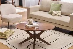 Table basse ovale bois foncé noyer L90 cm DIELLI