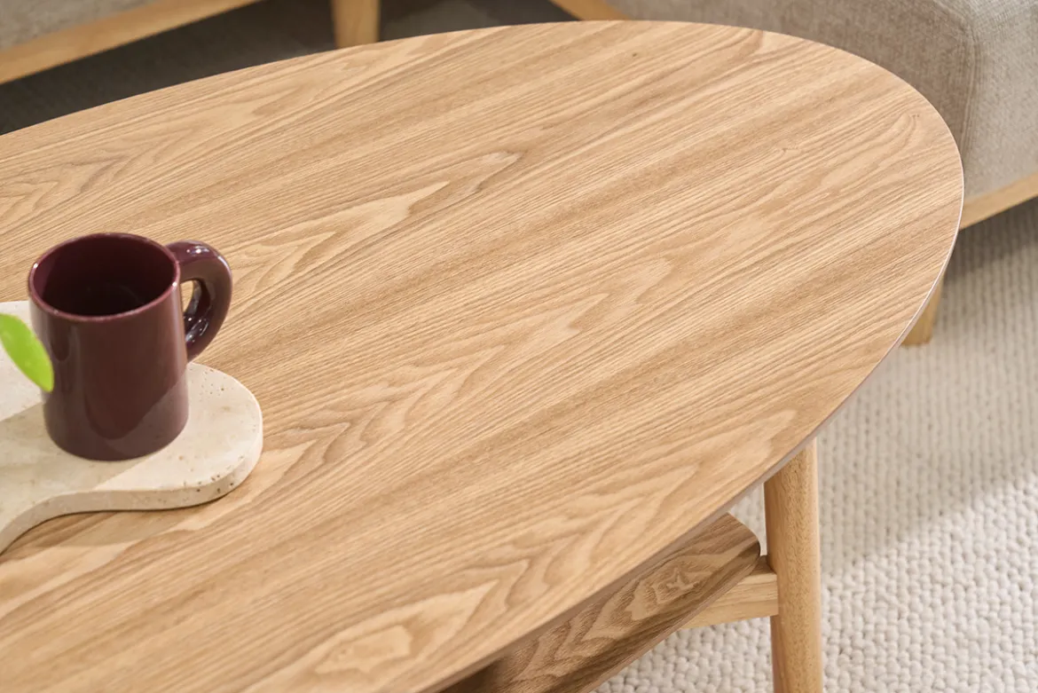 Table basse ovale en bois clair L120 cm HANAE