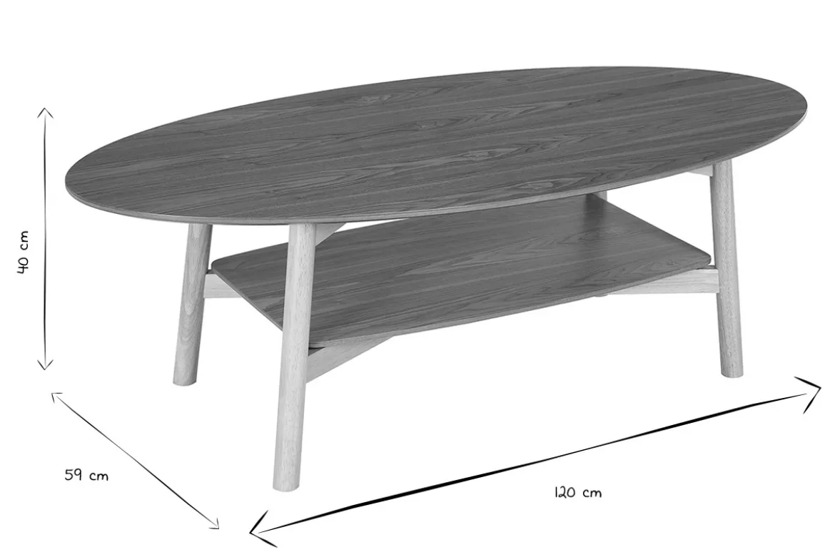 Table basse ovale en bois clair L120 cm HANAE