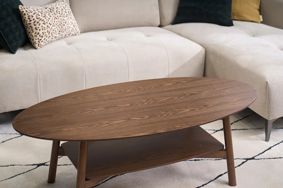 Table basse ovale en bois foncé L120 cm HANAE