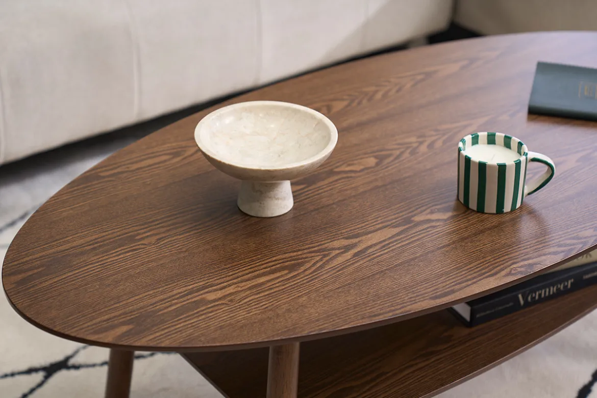 Table basse ovale en bois foncé L120 cm HANAE
