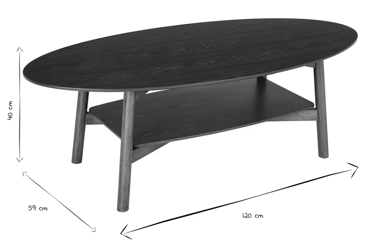 Table basse ovale en bois foncé L120 cm HANAE