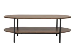 Table basse ovale finition bois foncé noyer et métal L115 cm BRUNA
