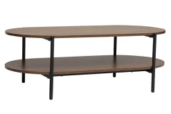 Table basse ovale finition bois foncé noyer et métal L115 cm BRUNA