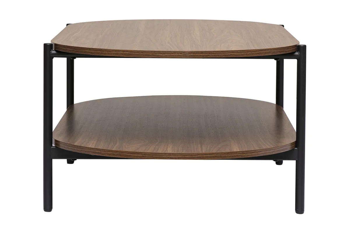 Table basse ovale finition bois foncé noyer et métal L115 cm BRUNA