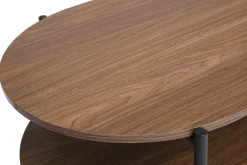 Table basse ovale finition bois foncé noyer et métal L115 cm BRUNA