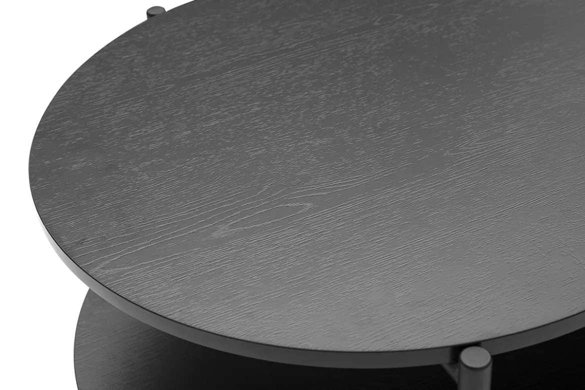 Table basse ovale finition bois noir et métal L115 cm BRUNA