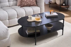 Table basse ovale finition bois noir et métal L115 cm BRUNA