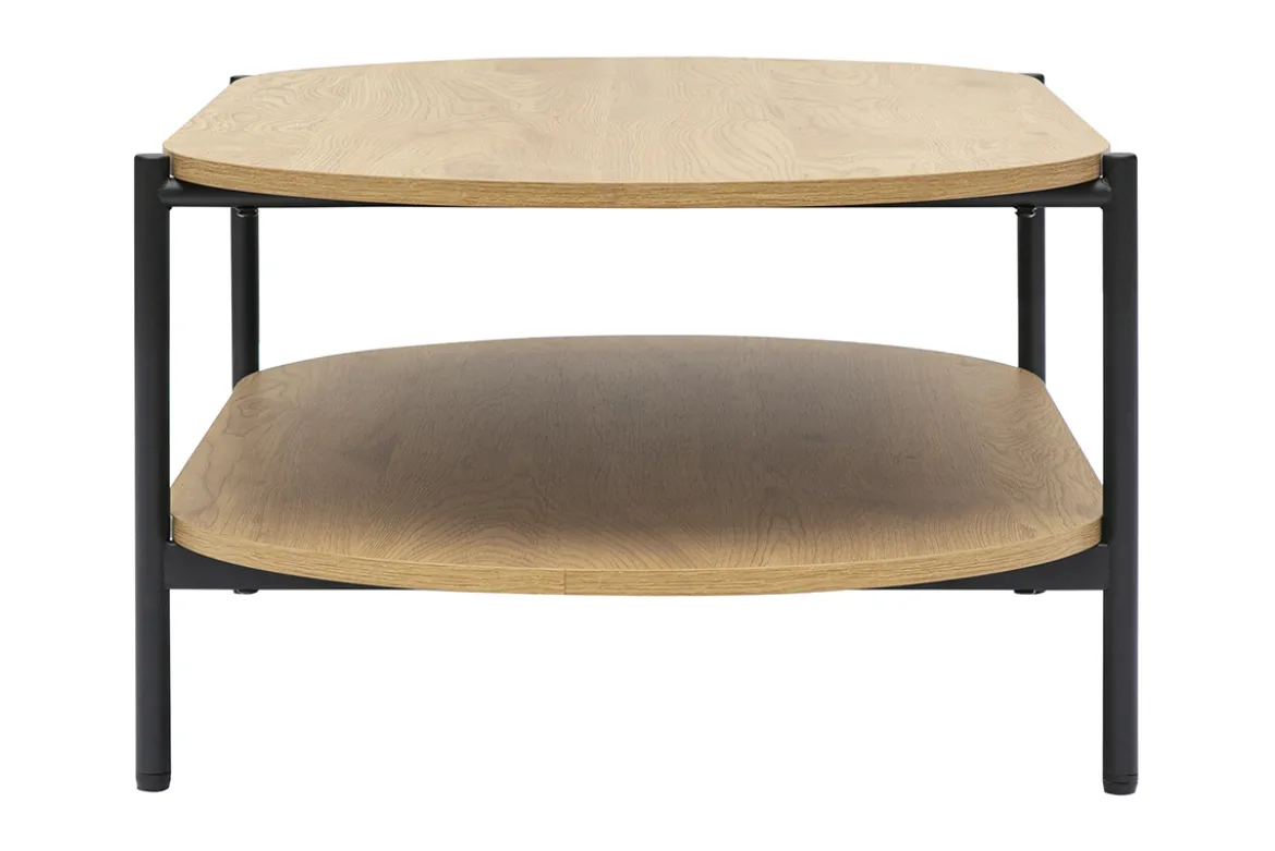 Table basse ovale finition bois clair chêne et métal L115 cm BRUNA