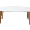 Table basse ovale scandinave blanc et bois clair chêne L120 cm EKKA