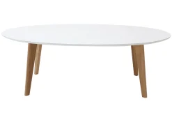Table basse ovale scandinave blanc et bois clair chêne L120 cm EKKA