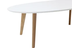 Table basse ovale scandinave blanc et bois clair chêne L120 cm EKKA