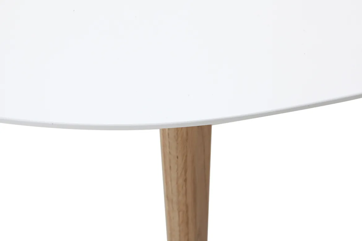 Table basse ovale scandinave blanc et bois clair chêne L120 cm EKKA