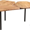 Table basse 3 plateaux bois massif et métal noir L95 cm SUZANE
